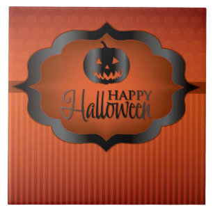 Halloween orange jack o'lantern tile