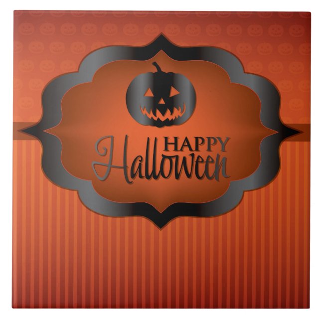 Halloween orange jack o'lantern tile (Front)