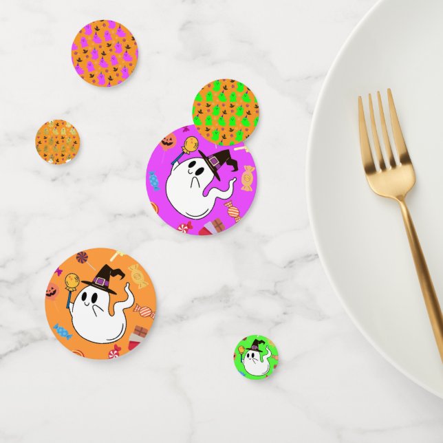 Halloween Orange Little Ghost Kids Confetti (Group)