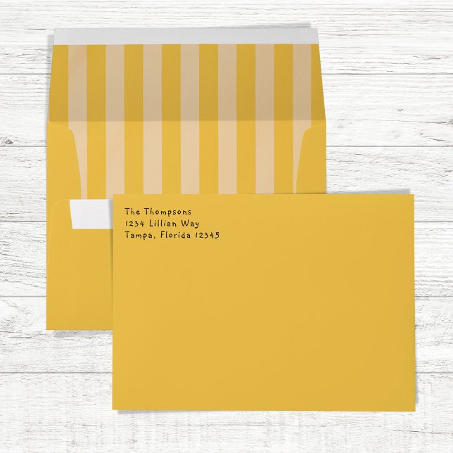 Halloween Orange Matching Whimsical Candy Corn  Envelope (Orange striped envelope with return address template. )