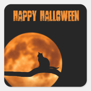 Halloween Orange Moon  Sticker