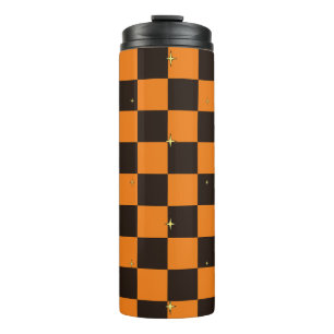 Halloween Orange Plaid Pattern Thermal Tumbler