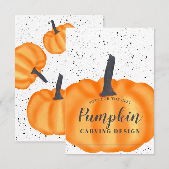 Halloween orange pumpkin carving design voting invitation (Front/Back)