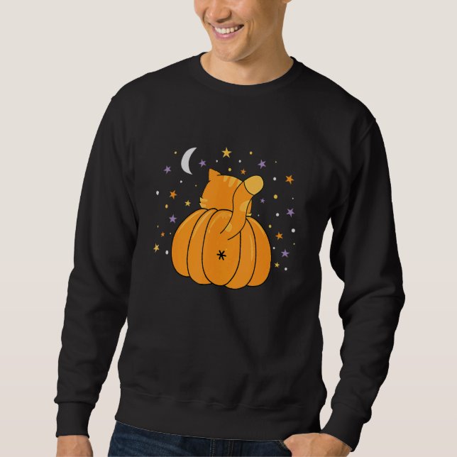 Halloween Orange Pumpkin Cat Butt For Cat Sweatshirt (Front)