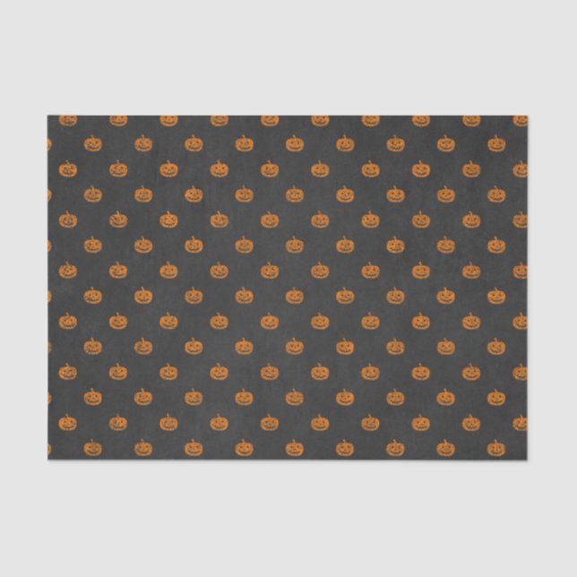 Halloween Orange Pumpkin Chalkboard Pattern Tissue Paper (Front)