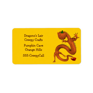 Halloween Orange Pumpkin Dragon Label