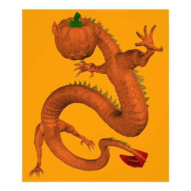 Halloween  Orange Pumpkin Dragon Photo Print (Front)