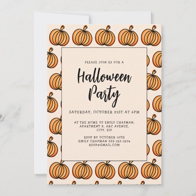 Halloween orange pumpkin invitation (Front)