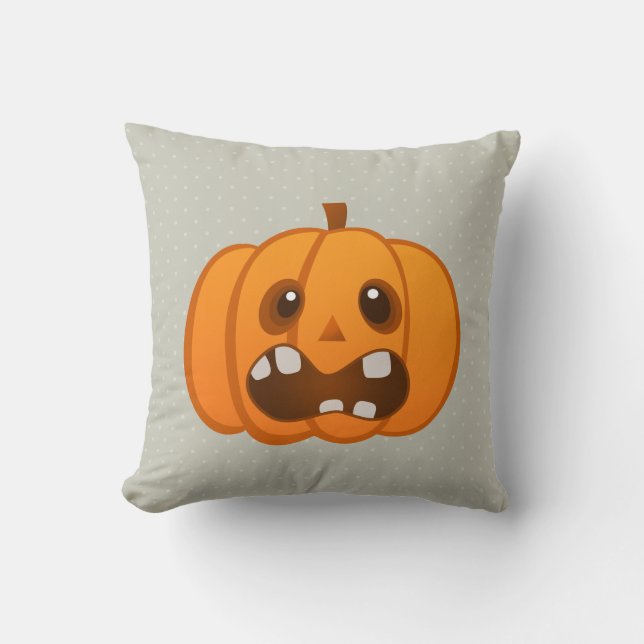 Halloween  Orange Pumpkin Jack-o'-lantern Cushion (Front)