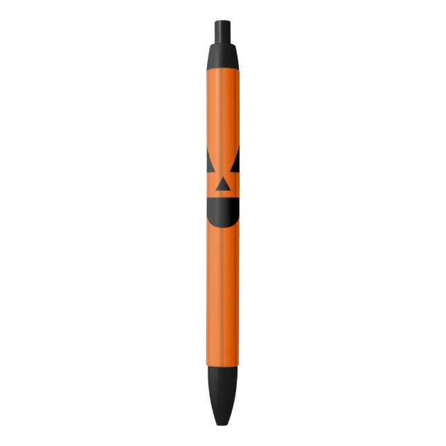 Halloween Orange Pumpkin Jack O'Lantern Black Ink Pen (Front Vertical)