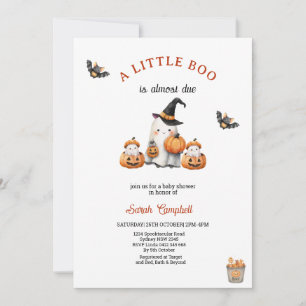 Halloween orange Pumpkin Little Boo Baby Shower Invitation
