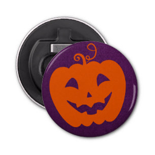 Halloween Orange Pumpkin on Purple Background Bottle Opener