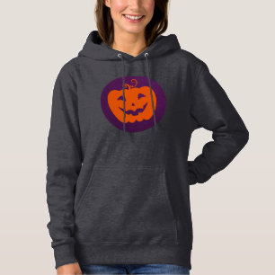 Halloween Orange Pumpkin on Purple Background Hoodie