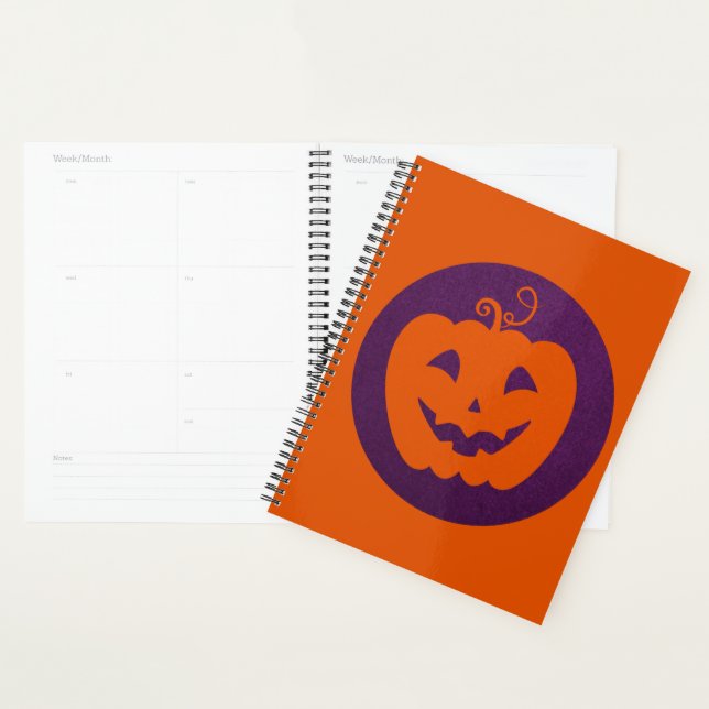 Halloween Orange Pumpkin on Purple Background Planner (Display)