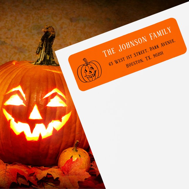 Halloween Orange Pumpkin Party Mail Return Address Label (Halloween Orange Pumpkin Party Mail Return Address Label)