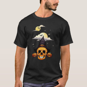 Halloween orange pumpkin Skull T-Shirt
