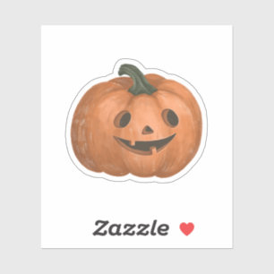 Halloween Orange Pumpkin sticker, hand draw