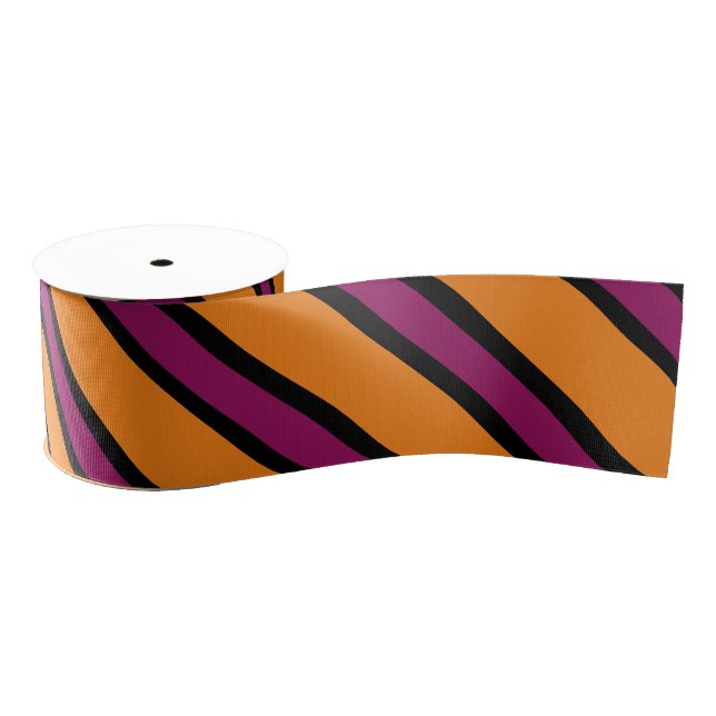Halloween Orange, Purple and Black Striped Ribbon Grosgrain Ribbon (Spool)