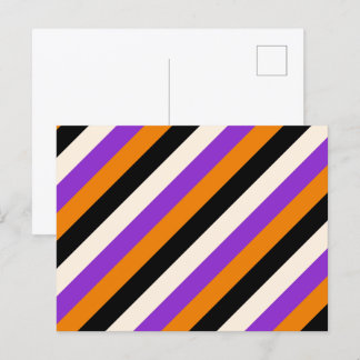 Halloween Orange Purple Black Stripe Postcard