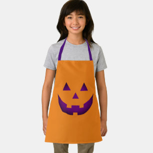 Halloween orange & purple Jack o lantern pumpkin Apron