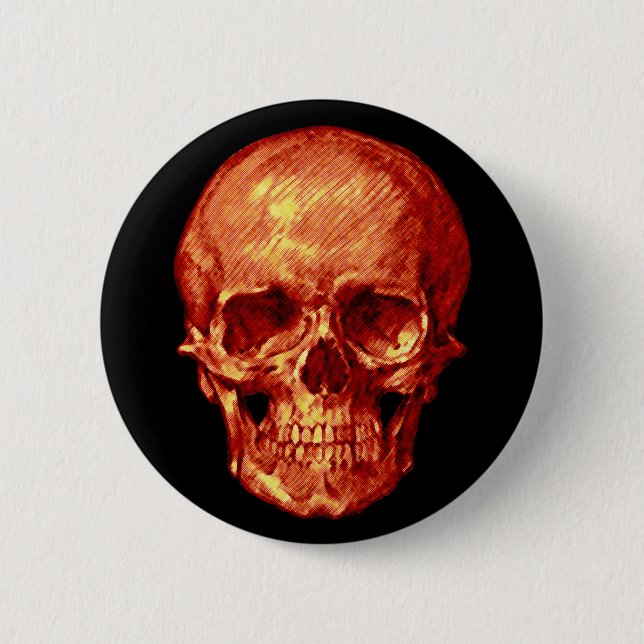 Halloween Orange Skull 6 Cm Round Badge (Front)