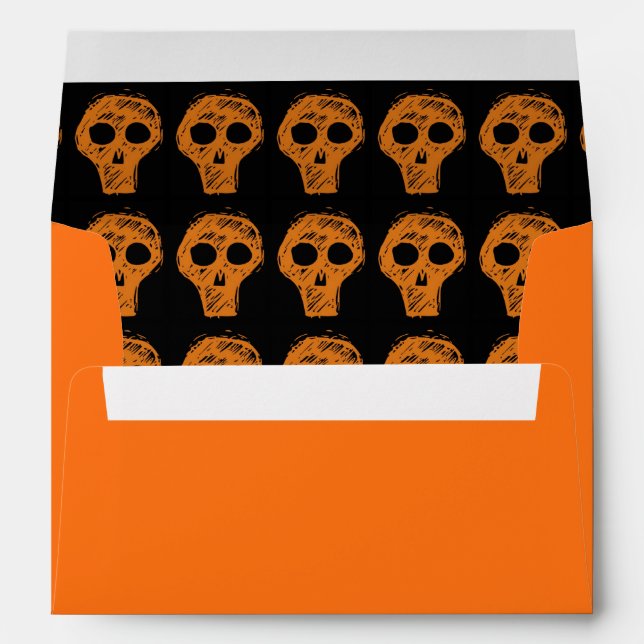 Halloween Orange Skull Envelope (Back (Bottom))