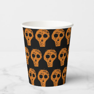 Halloween Orange Skull Pattern Paper Cups
