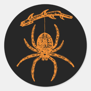 Halloween Orange Spider Classic Round Sticker