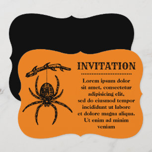 Halloween Orange Spider Invitation