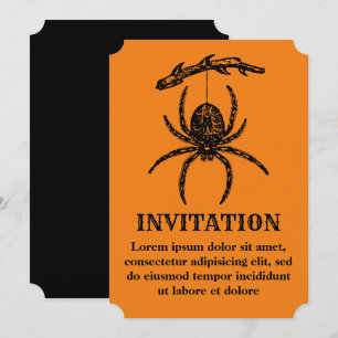 Halloween Orange Spider Invitation