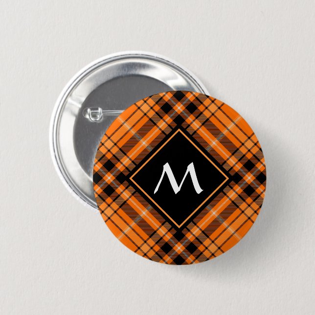Halloween Orange Tartan 6 Cm Round Badge (Front & Back)