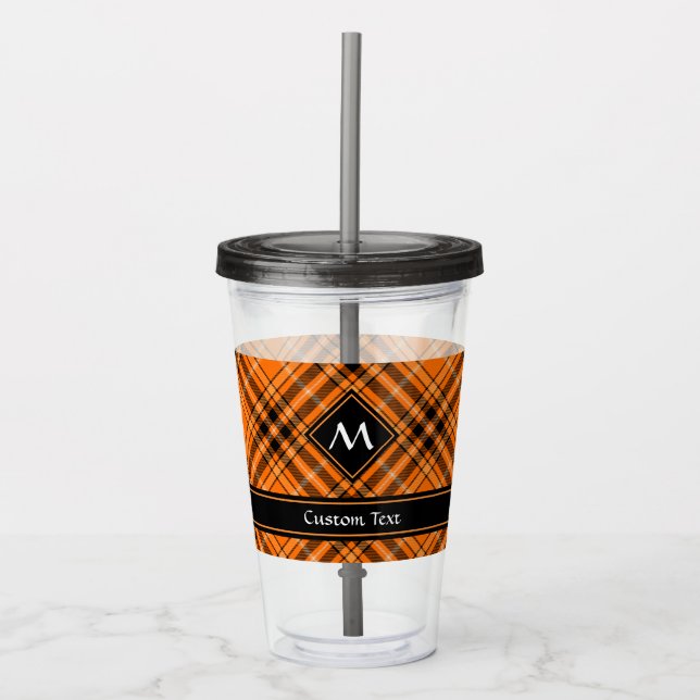 Halloween Orange Tartan Acrylic Tumbler (Front)