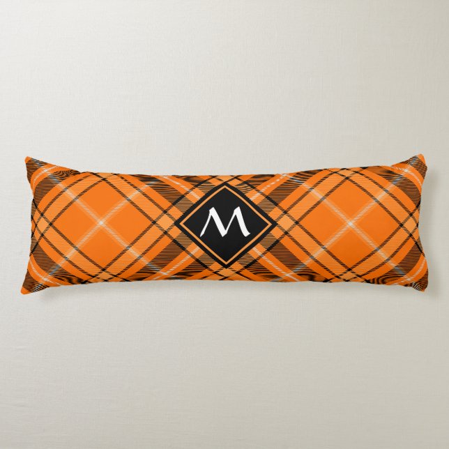 Halloween Orange Tartan Body Cushion (Front)