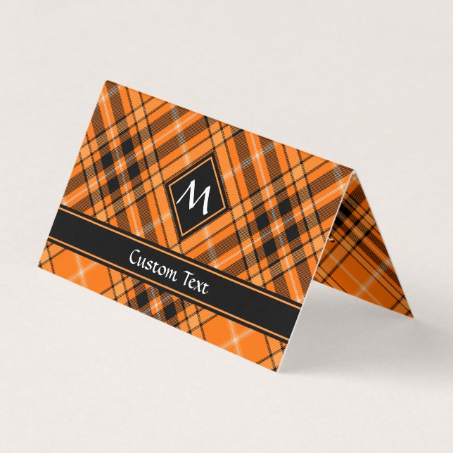Halloween Orange Tartan Business Card (Front)