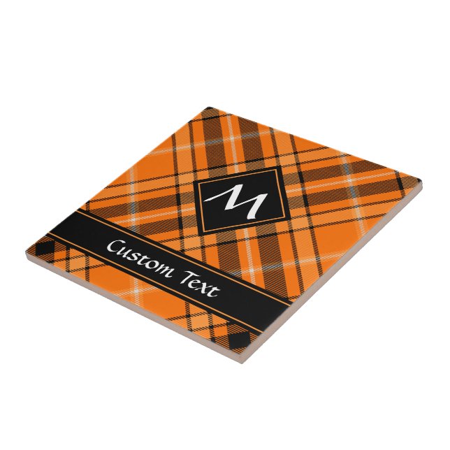 Halloween Orange Tartan Ceramic Tile (Side)