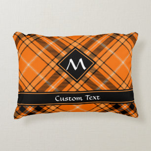 Halloween Orange Tartan Decorative Cushion