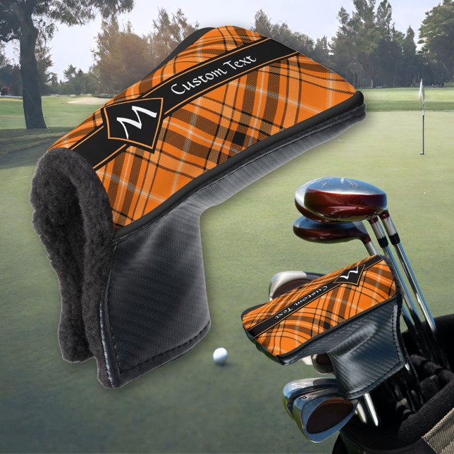 Halloween Orange Tartan Golf Head Cover (Creator Uploaded)