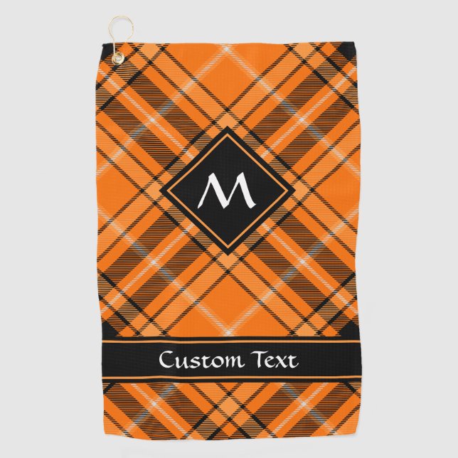 Halloween Orange Tartan Golf Towel (Front)