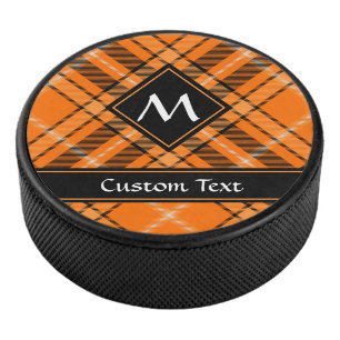 Halloween Orange Tartan Hockey Puck