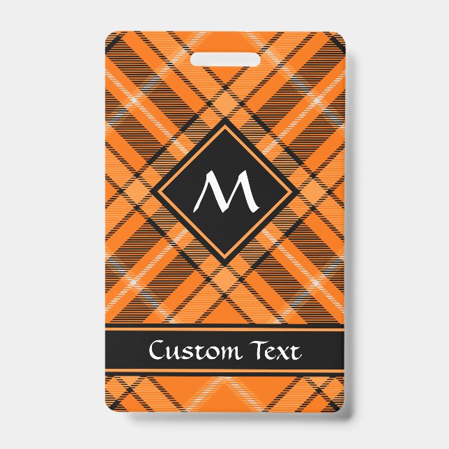 Halloween Orange Tartan ID Badge (Front)