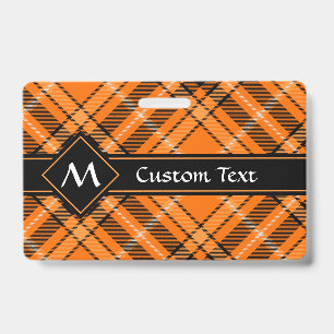 Halloween Orange Tartan ID Badge