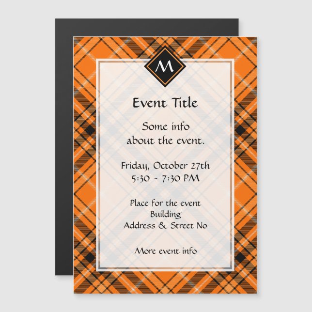 Halloween Orange Tartan Invitation (Front/Back)