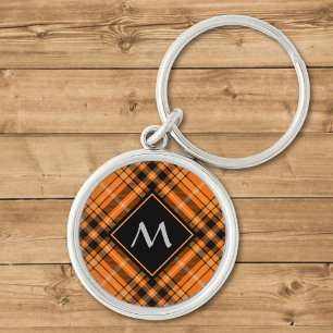 Halloween Orange Tartan Key Ring