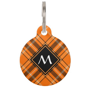 Halloween Orange Tartan Pet Tag