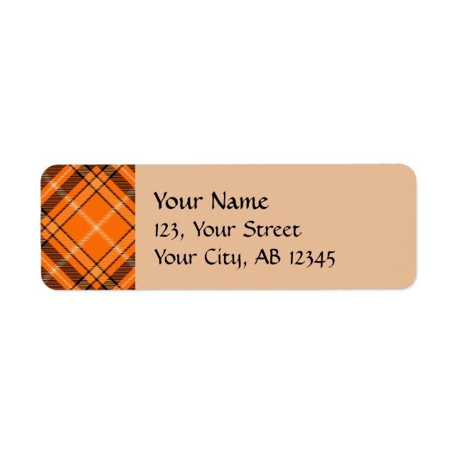Halloween Orange Tartan Return Address Label (Front)