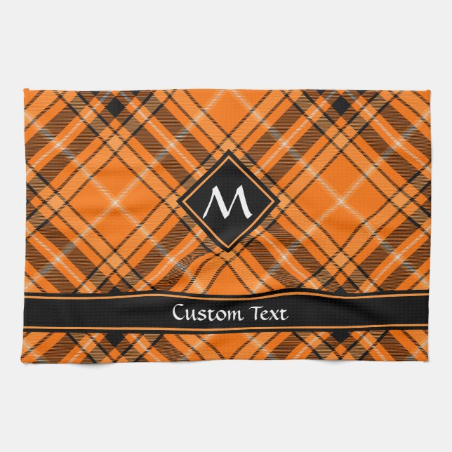 Halloween Orange Tartan Tea Towel (Horizontal)