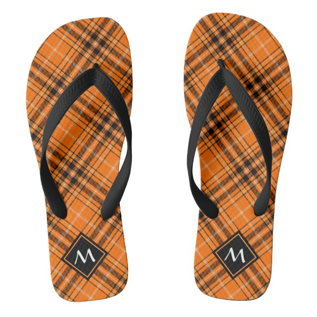 Halloween Orange Tartan Thongs (Footbed)