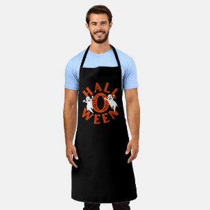 Halloween Orange Typography Ghosts Apron