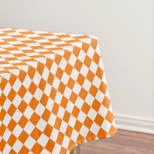 Halloween Orange White Chequered Home Party Decor Tablecloth