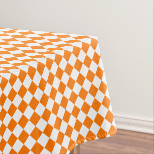 Halloween Orange White Chequered Home Party Decor Tablecloth